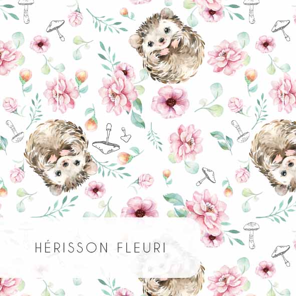 Tissu | Hérisson fleuri