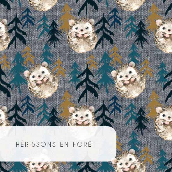 Tissu | Hérissons en forêt