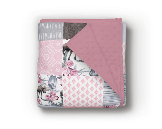 Doudou en minky | Orignal fleuri Patchwork