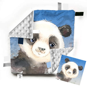 Doudou-étiquettes | Panda yeux bleus
