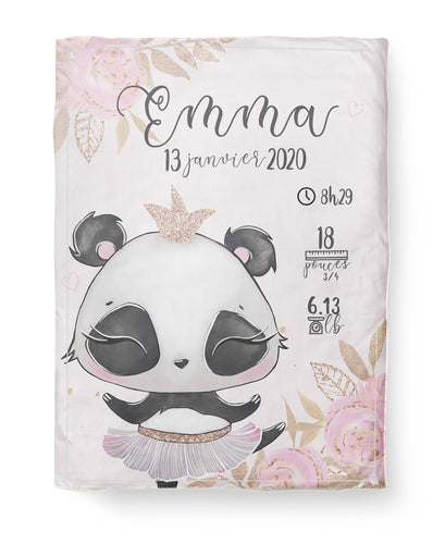 Doudou en minky personnalisée | Panda de l'opéra Informations de naissance
