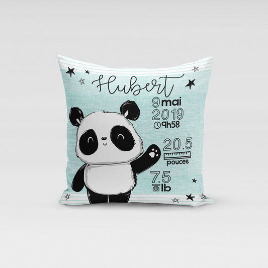 Coussin décoratif personnalisé | Panda étoiles garçon