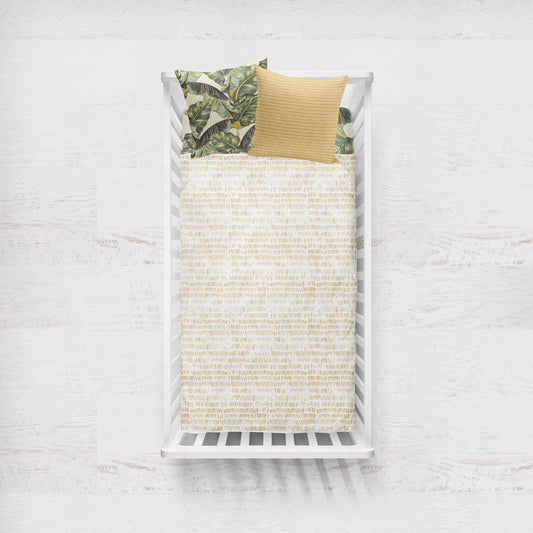 Couverture pour bassinette | Traits d'ardoise moutarde fond blanc