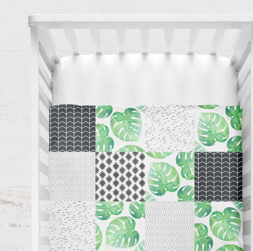 Couverture pour bassinette | Aquarelle Tropicale patchwork