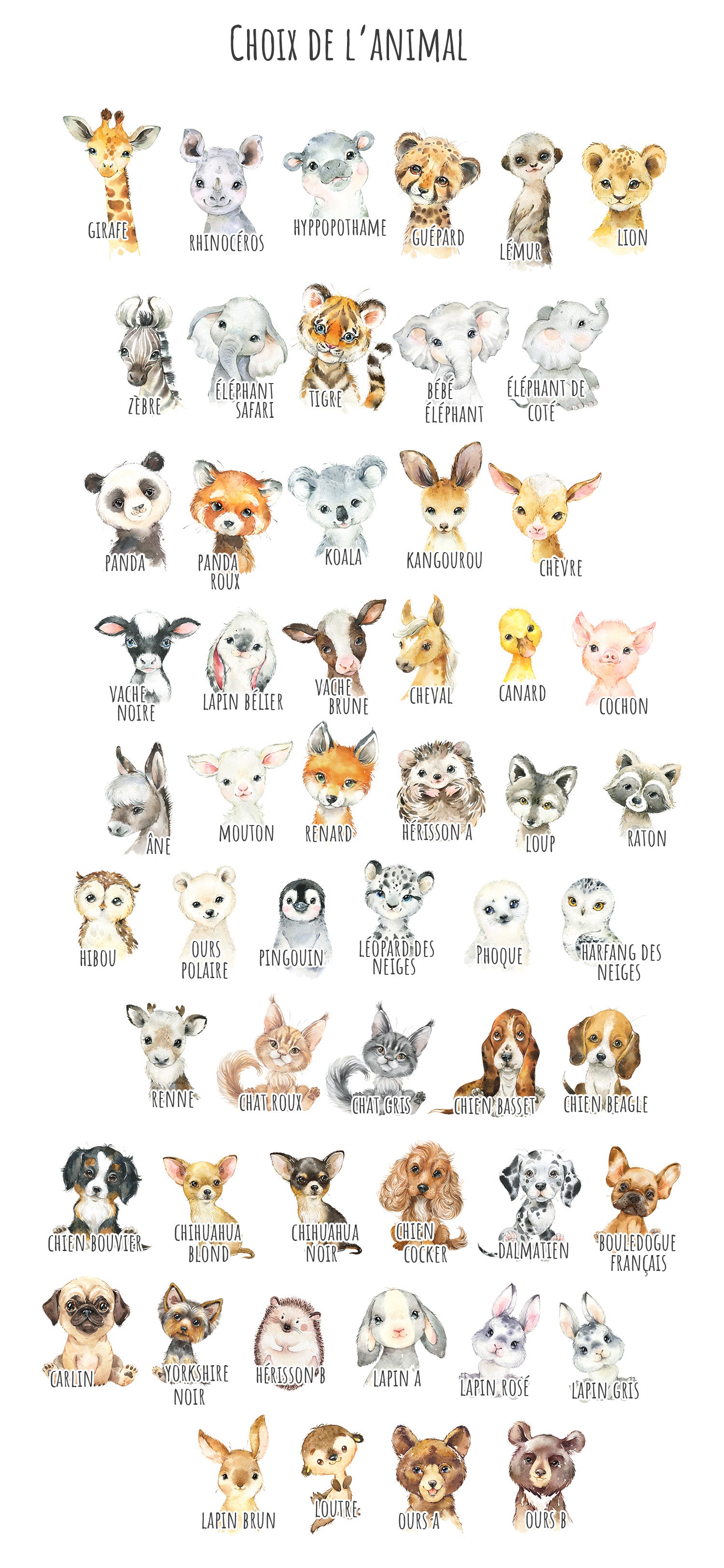 Affiche d'anniversaire | Animal au choix | Amis des Bois