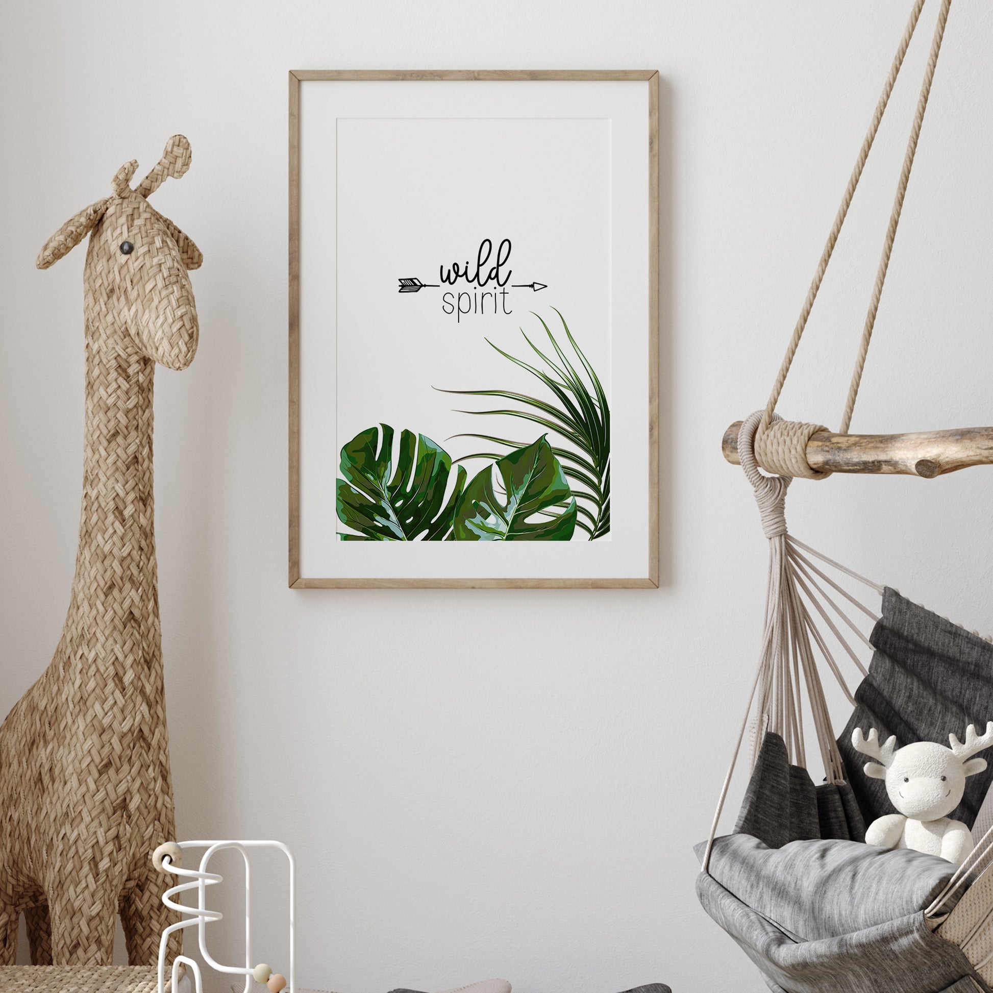 poster baby quote stay wild leaves exotic