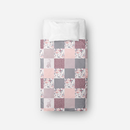 Couverture de lit simple | Douce Rosée Patchwork