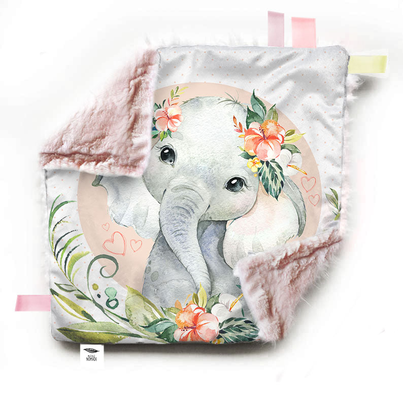 Doudou-étiquettes | Éléphant tropical