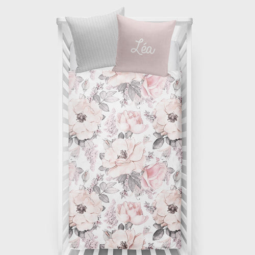 Couverture pour bassinette | Fleurs Saumon