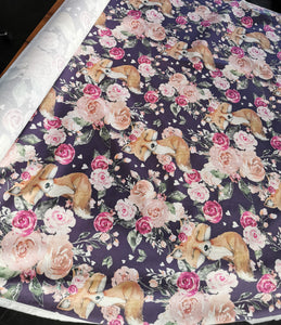Couverture de lit simple | Mila | Renarde fleurie motif uni